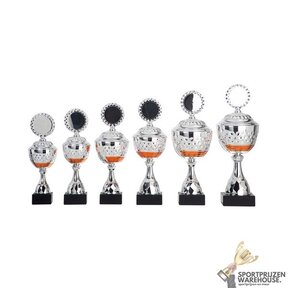 Zilveren trofee met oranje accent - AK5210