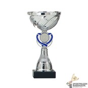 Zilveren budget beker met blauw accent