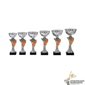 Zilveren trofee met oranje accent - AK5330
