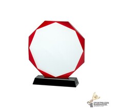 Glazen trofee met rood accent - W461