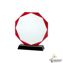 Glazen trofee met rood accent - W461