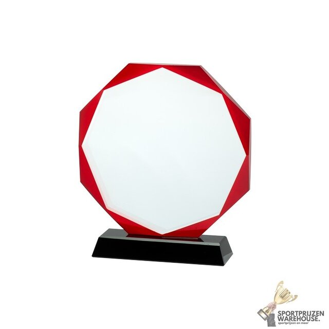 Glazen trofee met rood accent - W461