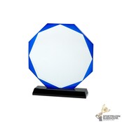Glazen trofee met blauw accent - W461