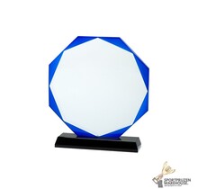 Glazen trofee met blauw accent - W461