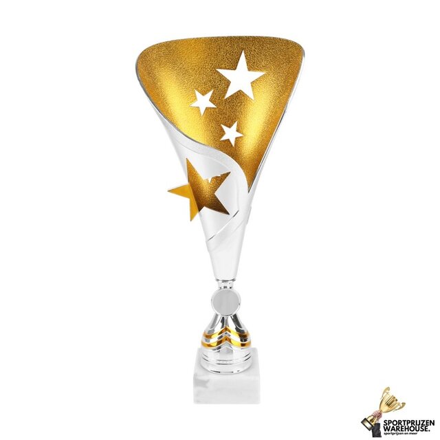 Unieke zilveren trofee met goud accent