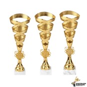 Sierlijke trofee van goud, in 3 hoogtes Sierlijke trofee van goud, in 3 hoogtes