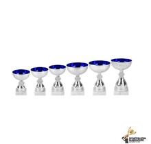 Zilveren beker serie met blauw accent