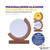 Luxe houten glazen trofee met graveeropties Luxe houten glazen trofee met graveeropties
