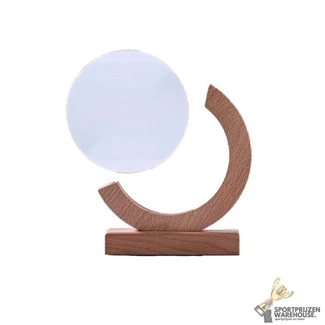 Luxe houten glazen trofee met graveeropties Luxe houten glazen trofee met graveeropties