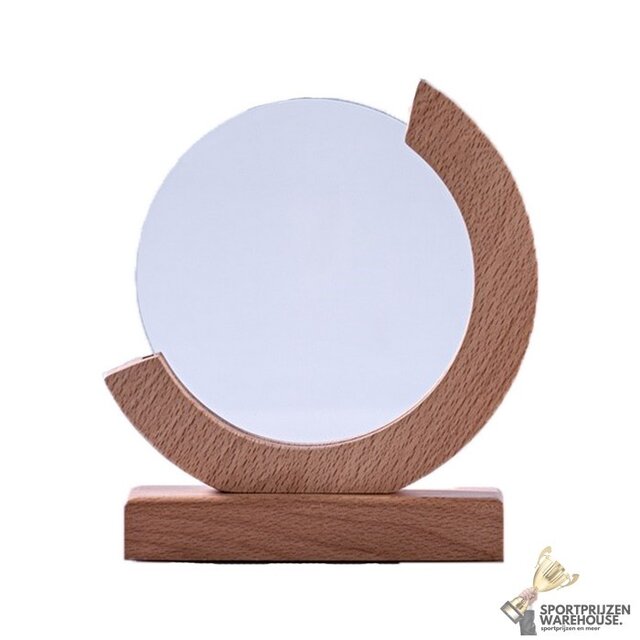 Luxe houten glazen trofee met graveeropties Luxe houten glazen trofee met graveeropties