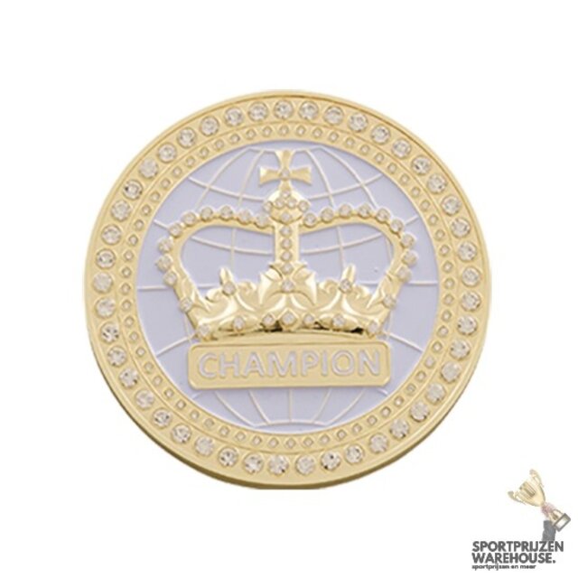 Boksriem - Inleg Kampioenskroon wit - B005