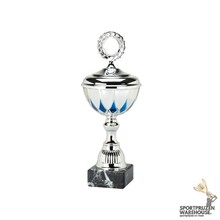 Zilveren trofee met blauw accent - 25 mm topstuk - MT.133