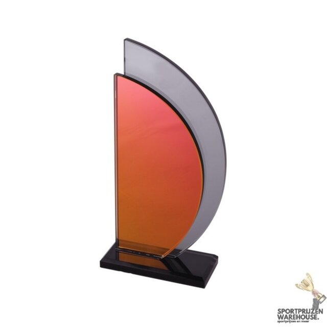 Unieke glazen trofee met rood accent - Bella