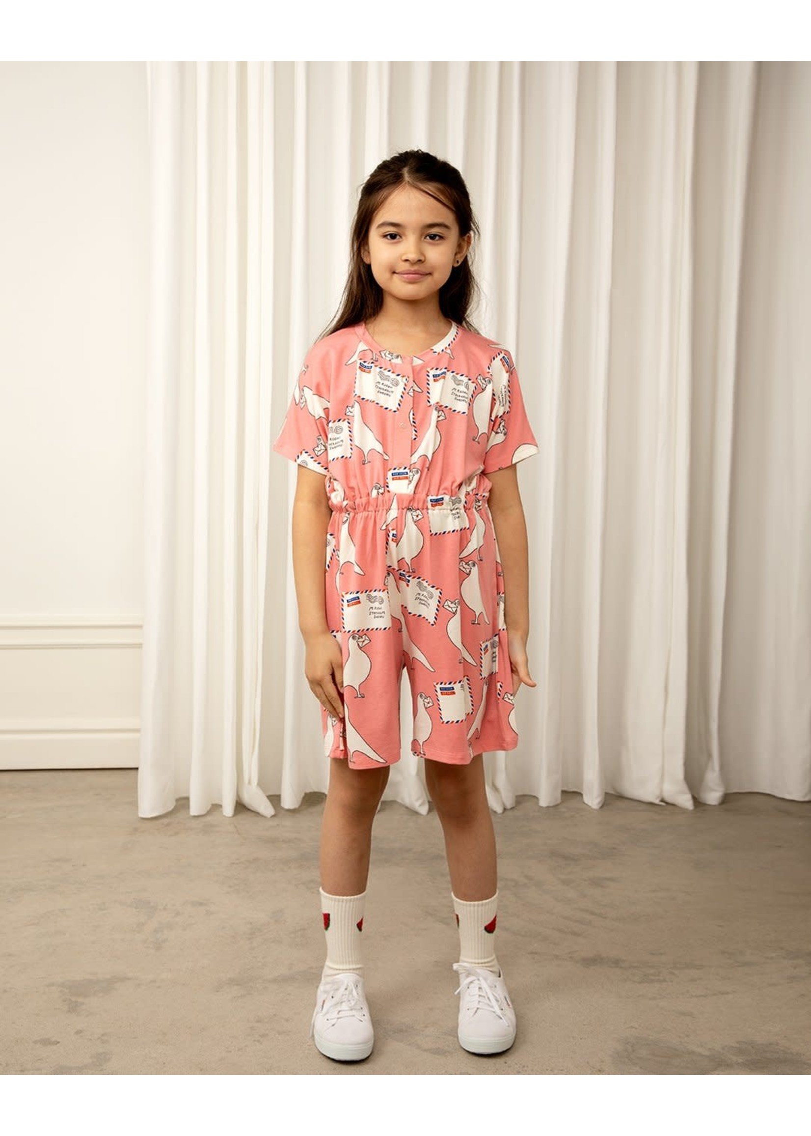 Mini Rodini Mini Rodini Jumpsuit Pigeons Pink 6Y