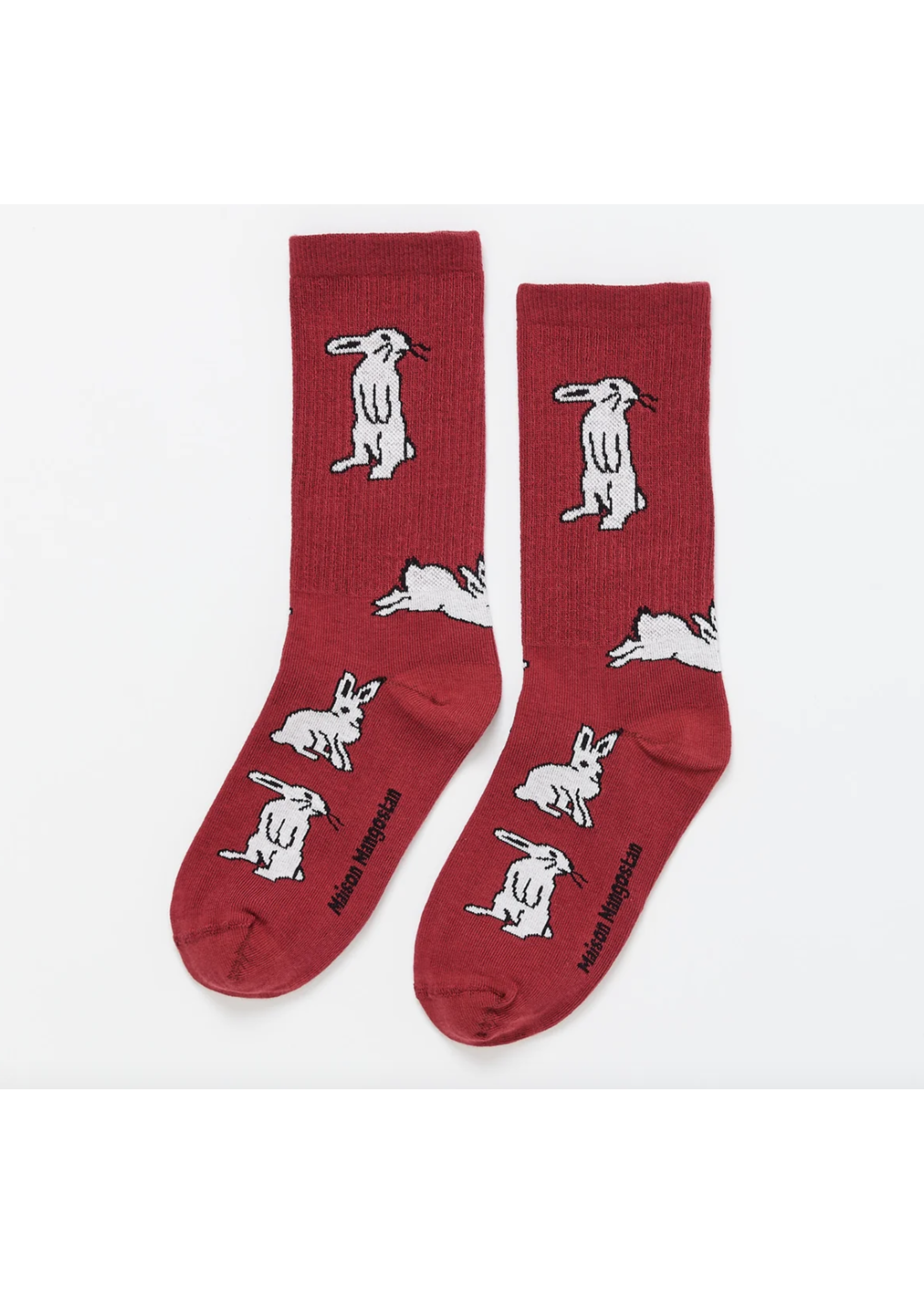 Maison Mangostan Maison Mangostan Socks Rabbit Burgundy