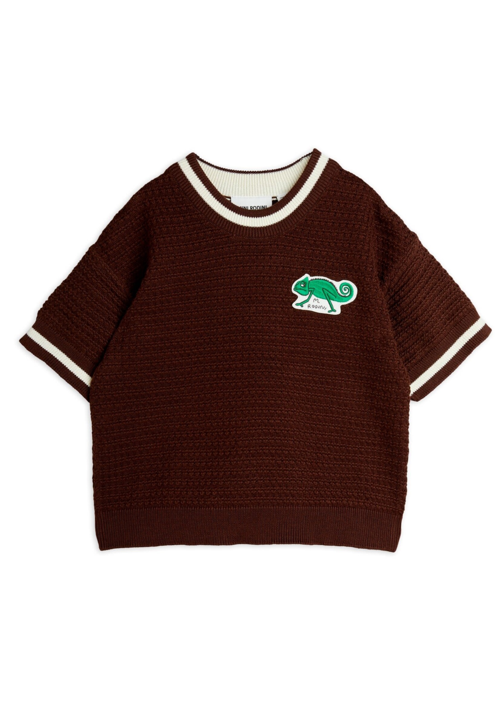 Mini Rodini Mini Rodini Crochet Shirt Lizard Patch Brown