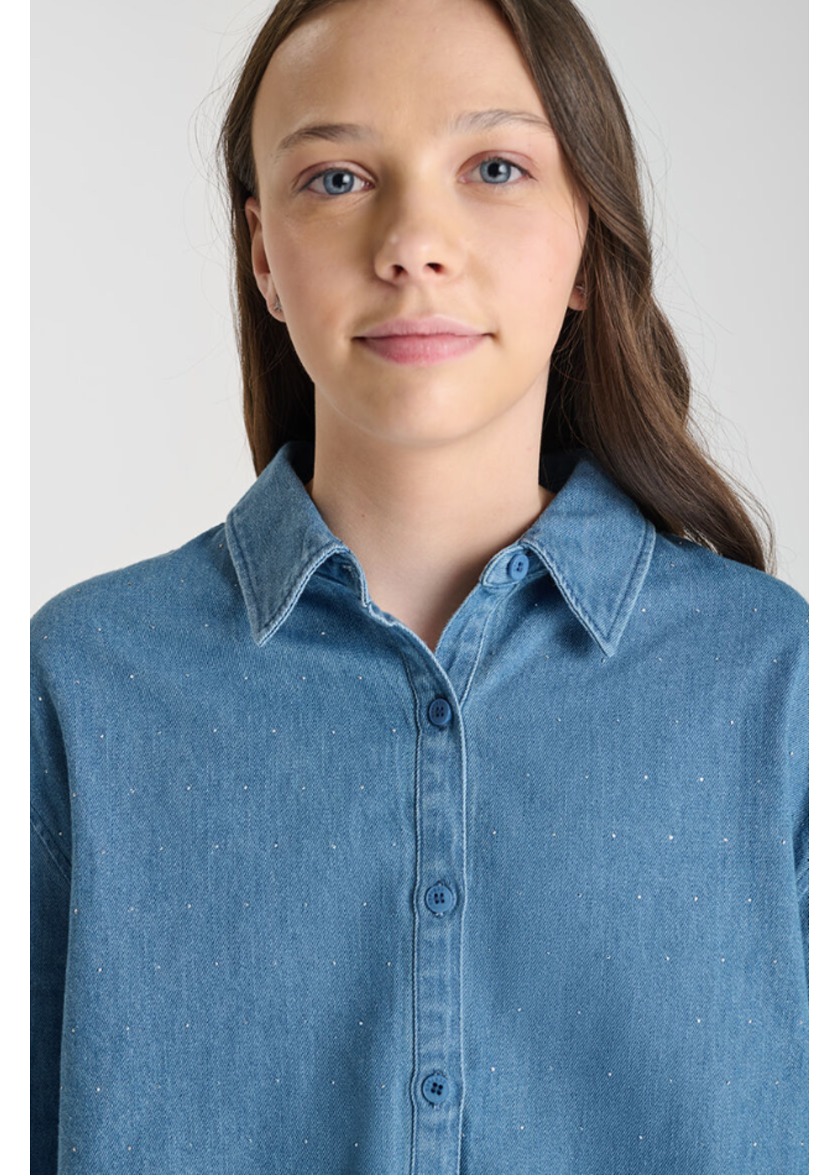 LTDC LTDC Crystal STudded Shirt Albertagi Blue