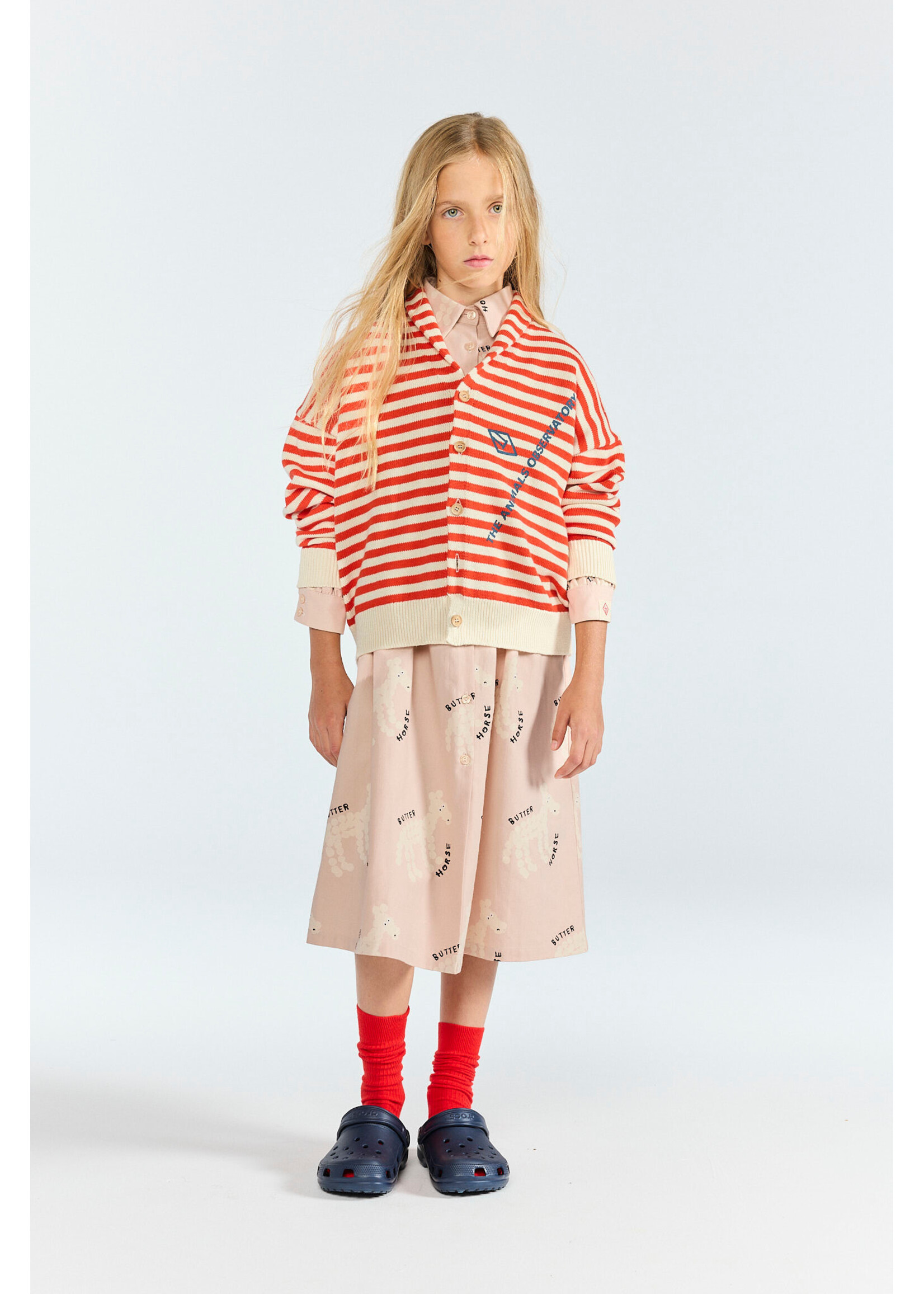 The Animals Observatory TAO Oversized Cardigan Racoon Stripes Red/White