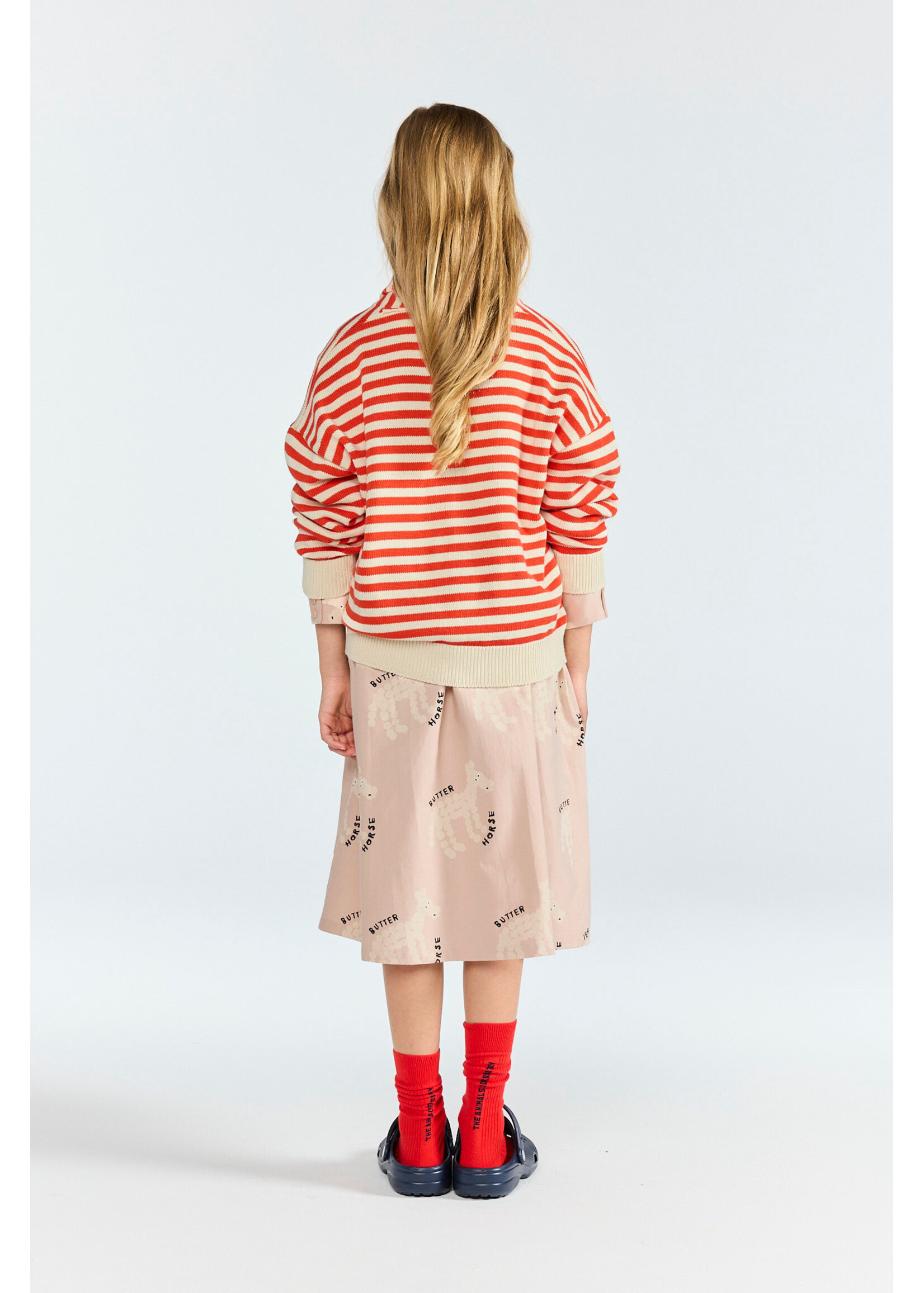 The Animals Observatory TAO Oversized Cardigan Racoon Stripes Red/White
