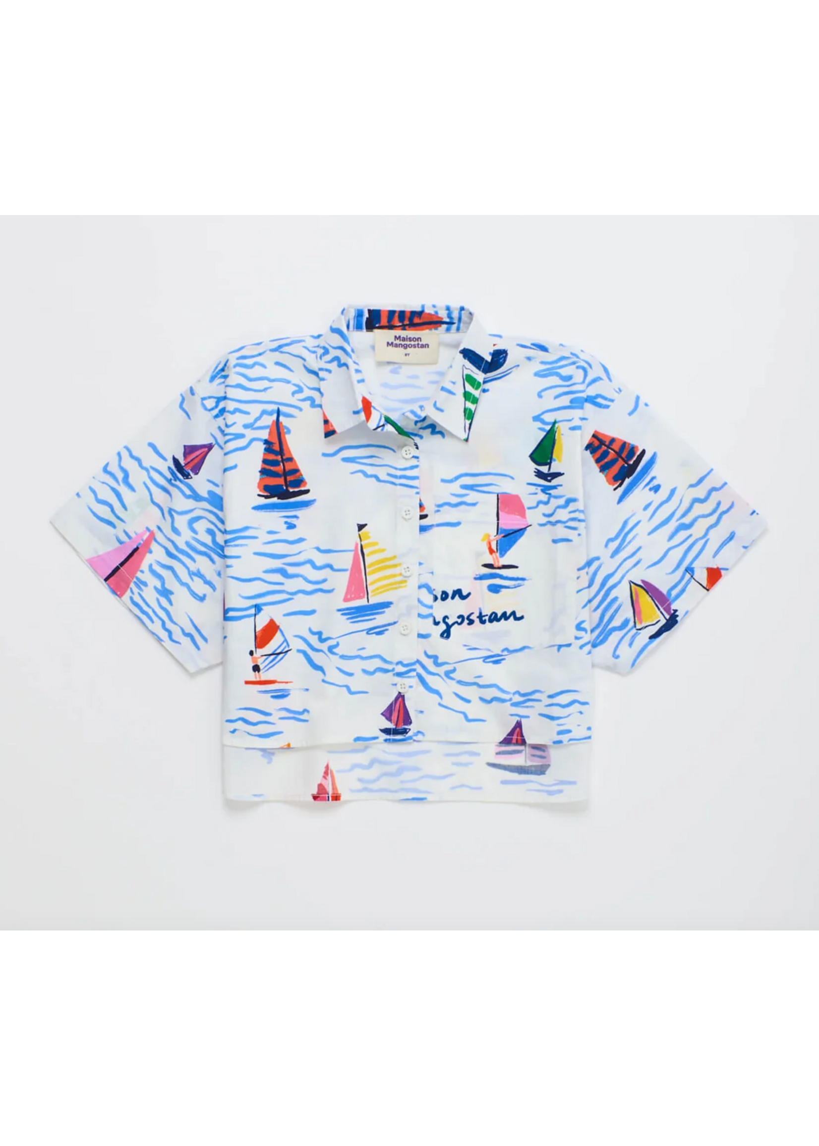 Maison Mangostan Maison Mangostan Cropped Shirt Barcos White