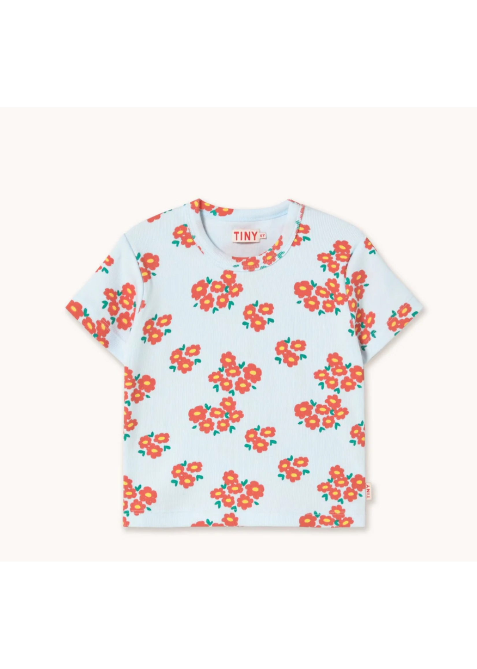 TinyCottons TinyCottons T-Shirt Rib Blossoms Ice Blue