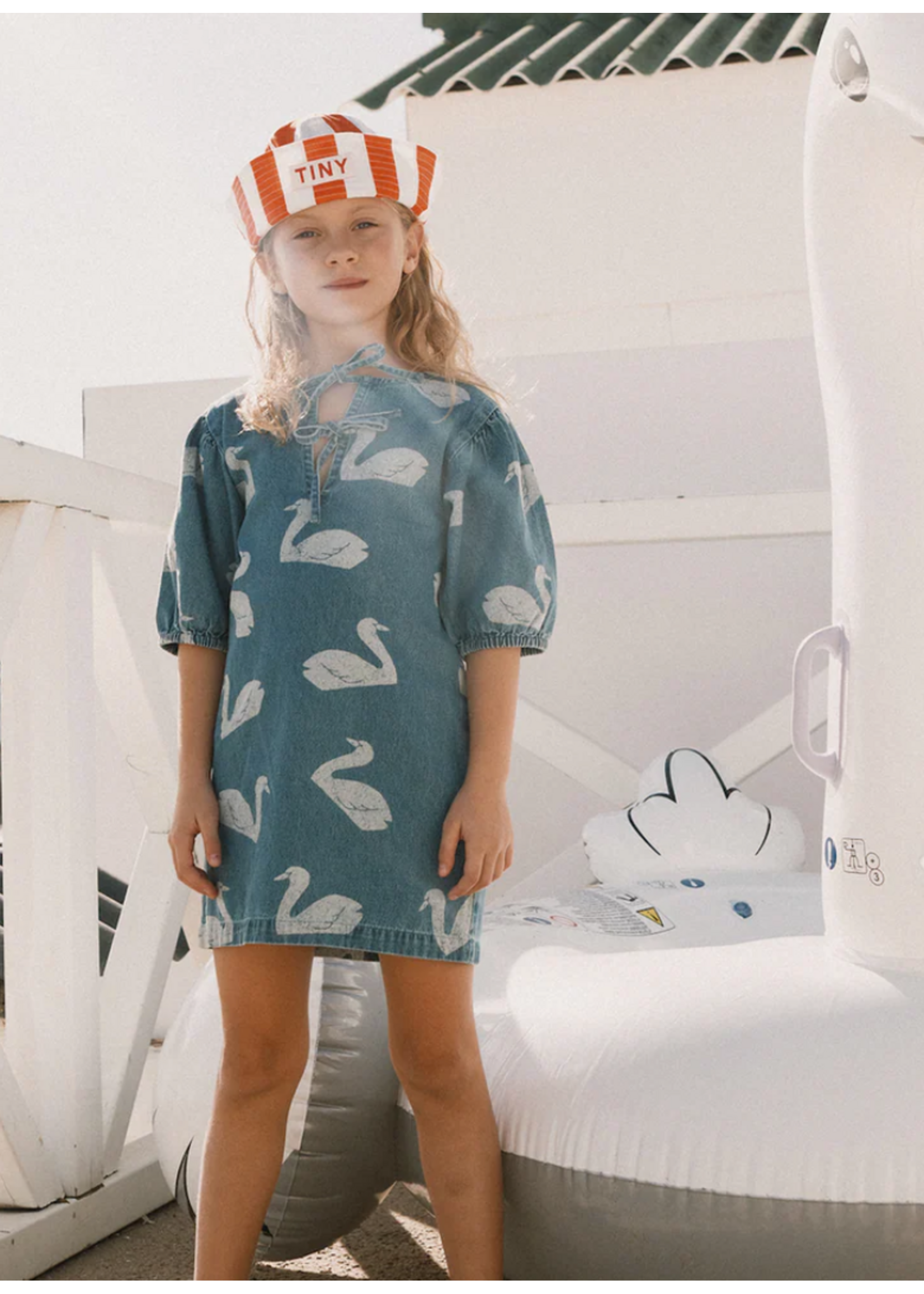 TinyCottons TinyCottons Dress Big Swans Denim