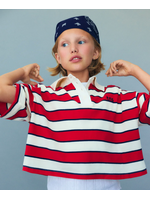 The New Society TNS Polo Acacia Tulip Red & Midnight Stripes