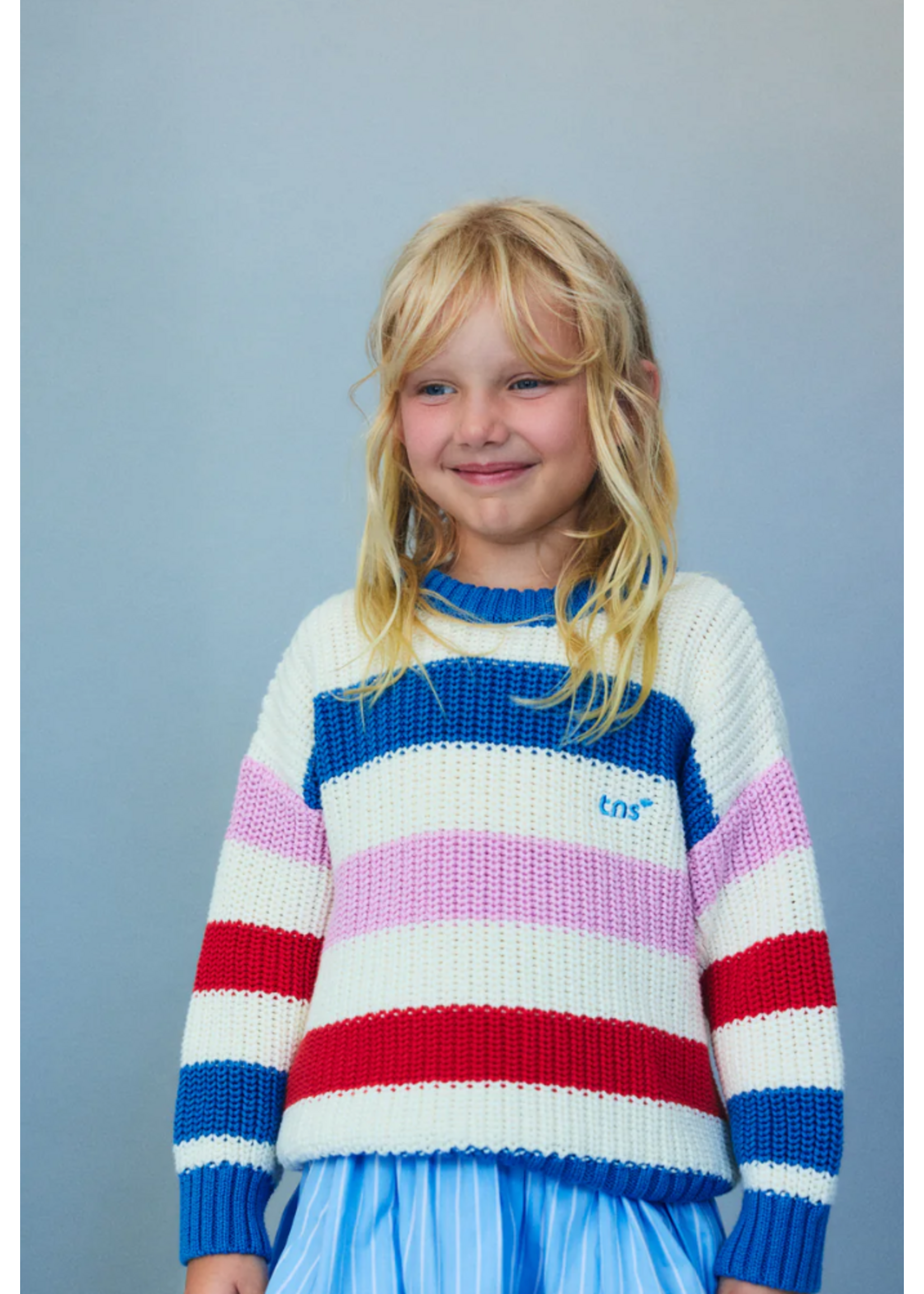 The New Society TNS Pullover Celosia Iris Whisper Stripes