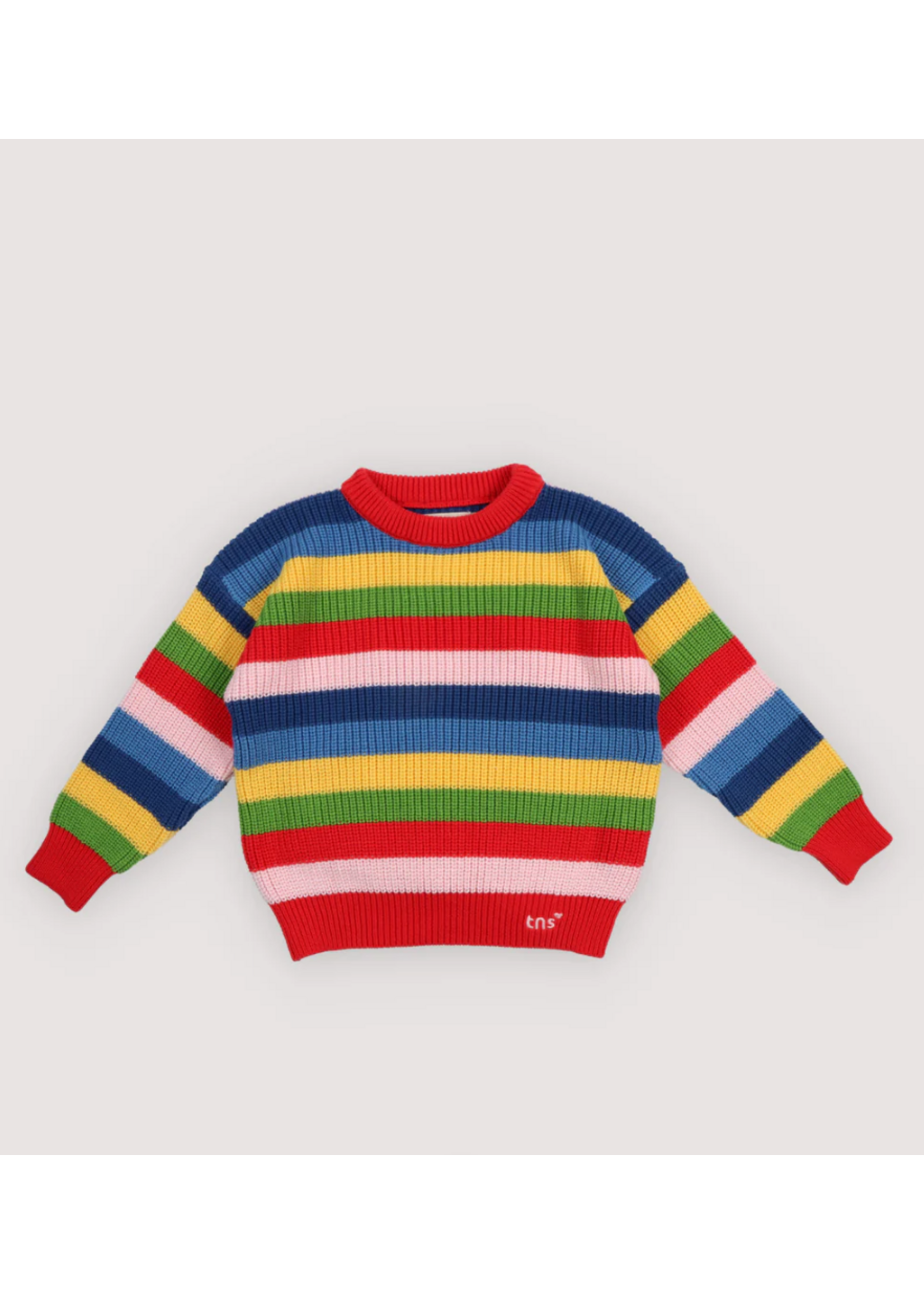 The New Society TNS Pullover Canela Tulip Red Multicolor Stripes