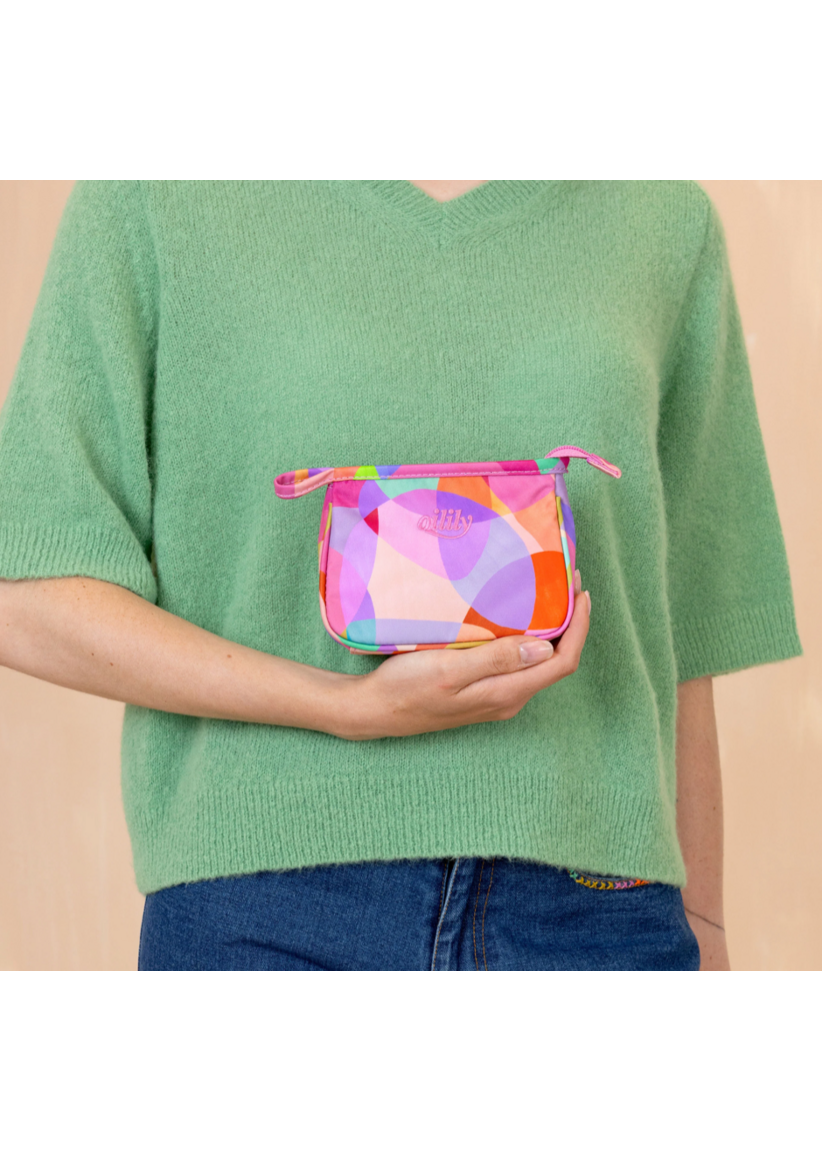 Oilily Oilily Small Cosmetic Bag Cam Sassy Circles Prism Pink