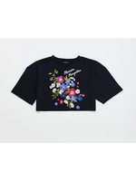 Maison Mangostan Maison Mangostan Cropped T-Shirt Florecitas Black