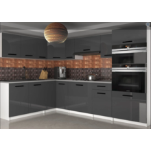 Keuken 420 cm antraciet glans met werkblad