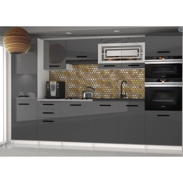 Keuken antraciet glans 300 met werkblad