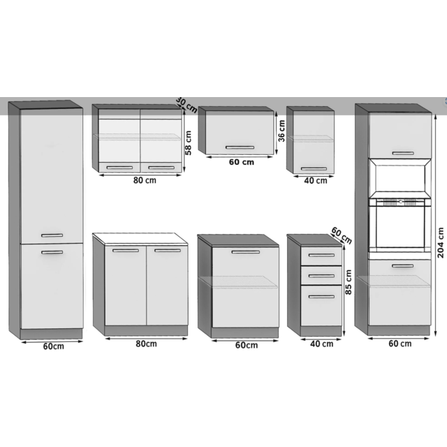 Keuken wit glans 300 met werkblad