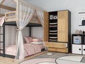 kledingkasten antraciet met eiken kleur