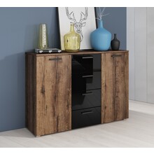 Dressoir eiken met zwart glans