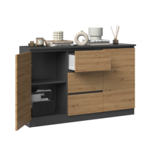 Dressoir - 120 cm 2D3S  antraciet eiken