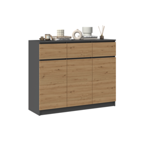 Dressoir Antraciet Eiken 3D3S