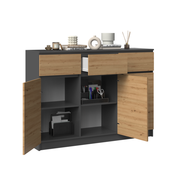 Dressoir Antraciet Eiken