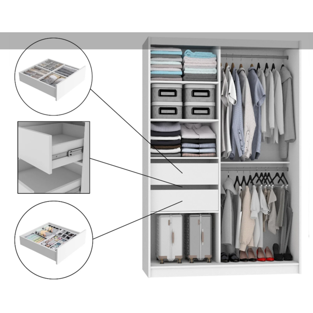Kledingkast zwart met Spiegel 133