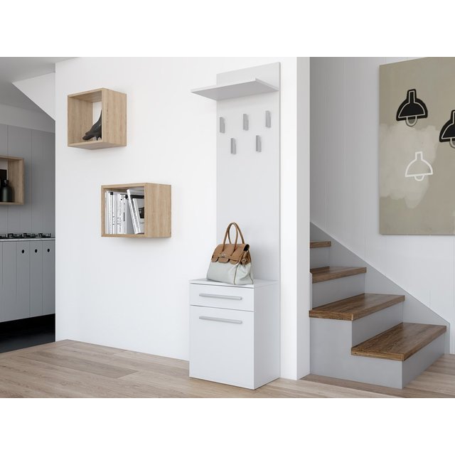 Halkast met kapstok wit