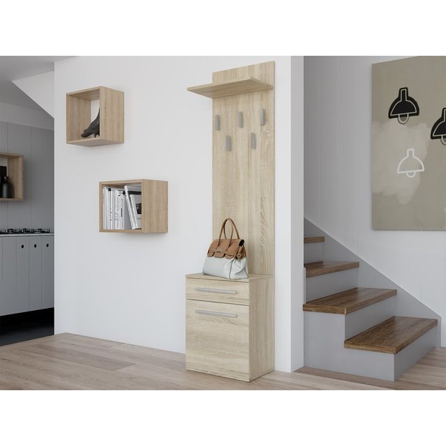 Halmeubel licht eiken 5 haken