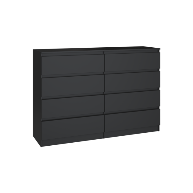 Ladekast  140 cm 8 lades zwart