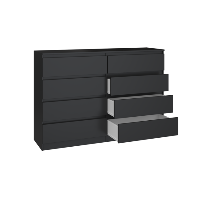 Ladekast  140 cm 8 lades zwart