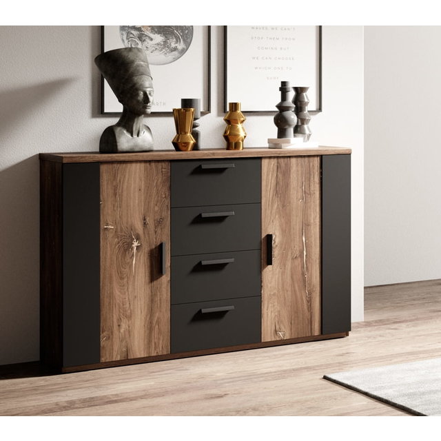 Dressoir zwart met eiken kleur Dressoir zwart met eiken kleur