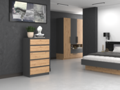 Ladekast M 5 lades antraciet eiken Ladekast M 5 lades antraciet eiken
