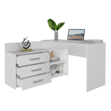 Hoekbureau wit met ladekast