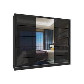 Kledingkast zwart glans 235 cm