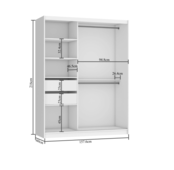 Kledingkast  zwart 158 cm breed met spiegel en 2 lades