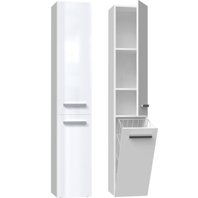 Kolomkast met wasmand wit glans Kolomkast met wasmand wit glans